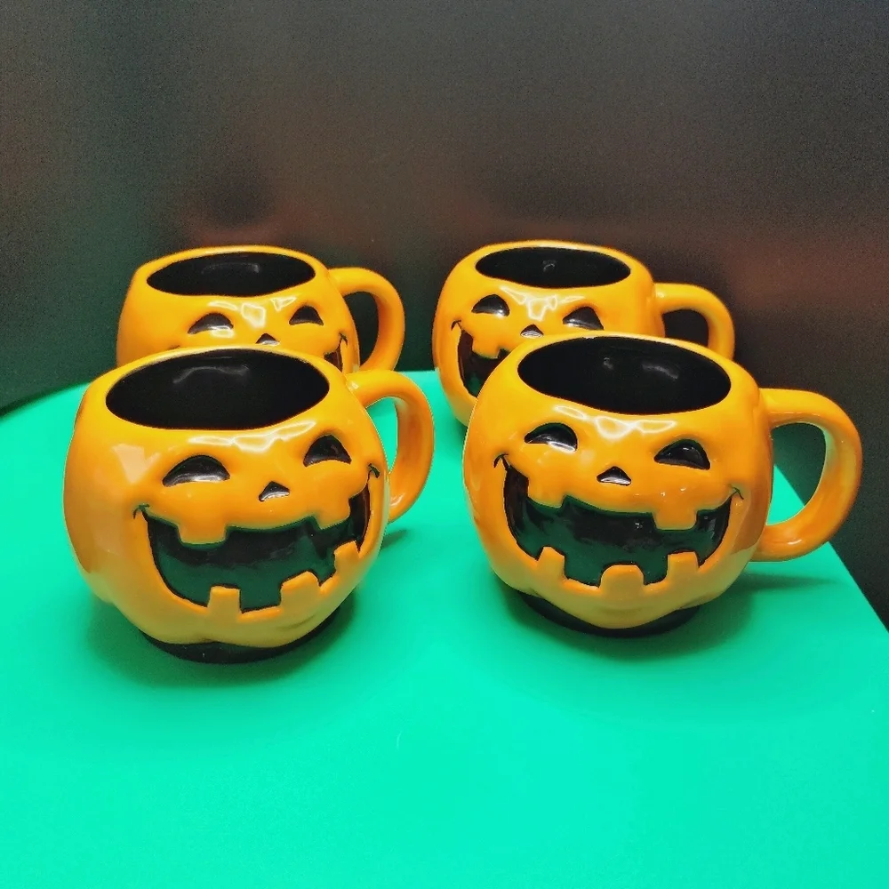 4 Retro Target Halloween Jack O' Lantern Mugs Pumpkin Face Ceramic 2008 … - Picture 12 of 12